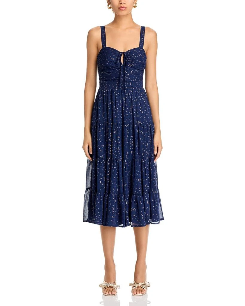 AQUA Ruched Tiered Midi Dress - Exclusive 7