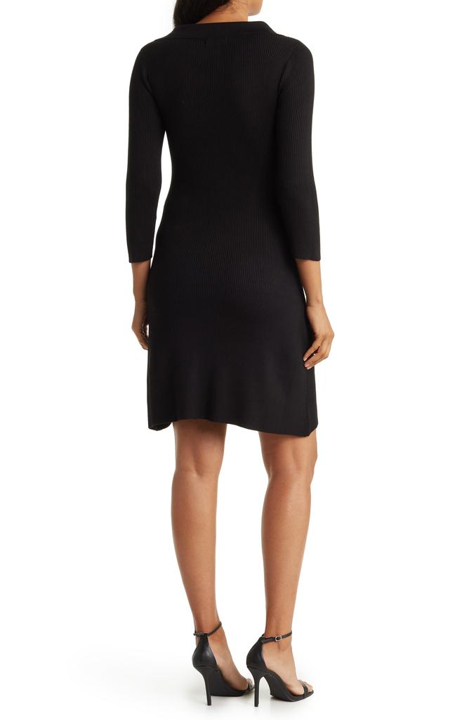 Love by Design Vermont Johnny Collar Ribbed Sweater Dress