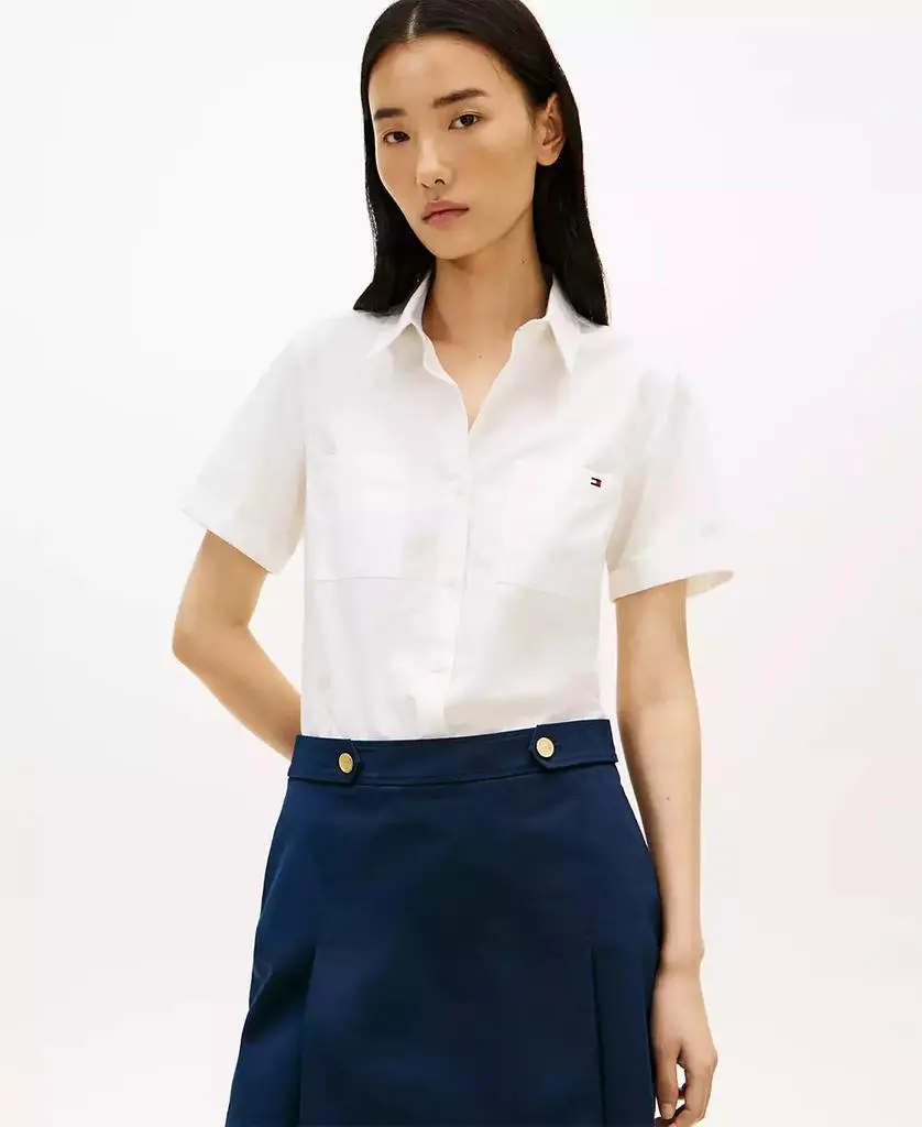 Tommy Hilfiger Women's Classic Poplin Short-Sleeve Shirt