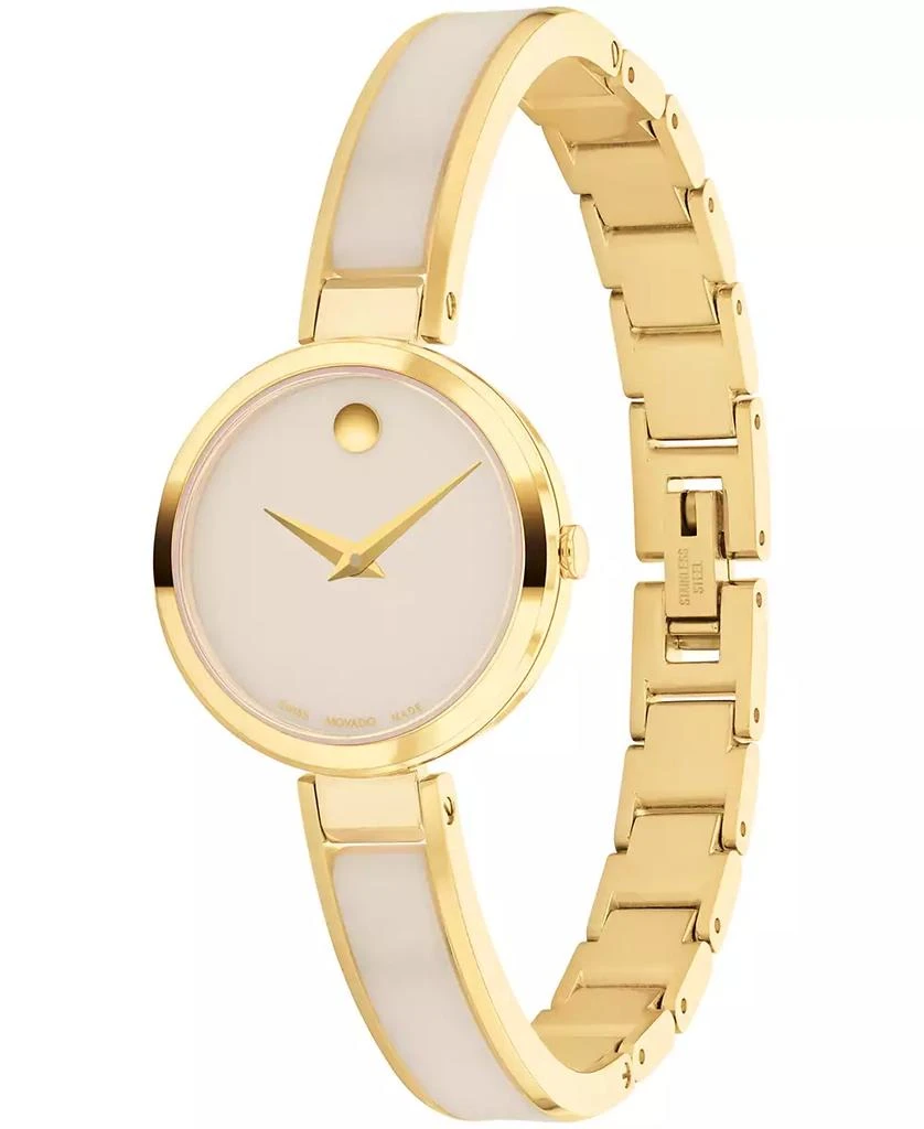 Movado Women's Moda Swiss Quartz Taupe Ceramic Gold-Tone Yellow PVD Watch 24mm 2