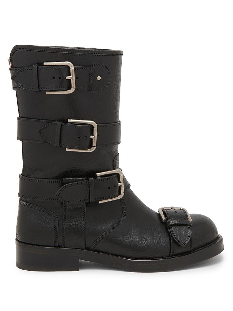 Dolce & Gabbana Buckle-Detail Leather Moto Boots - Shoes - Free