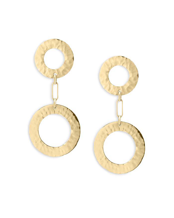 L. Klein 18K Yellow Gold Como Hammered Circle Double Drop Earrings