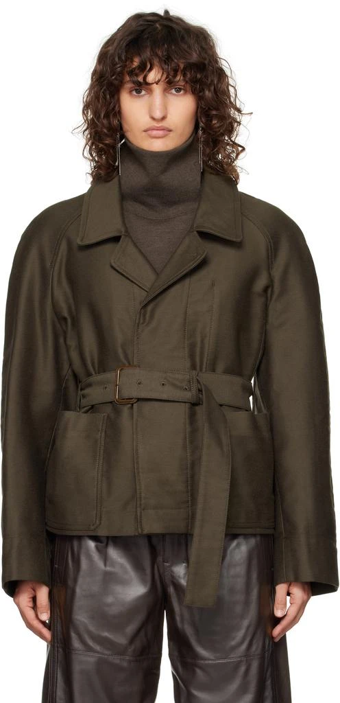 Lemaire Brown Belted Two Pocket Jacket 1