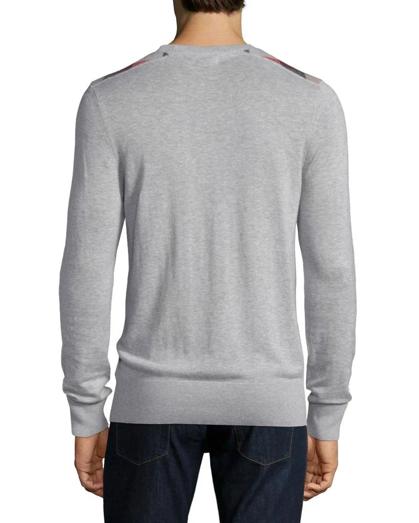 Burberry Cashmere-Blend Sweater with Check-Detail, Pale Gray 2