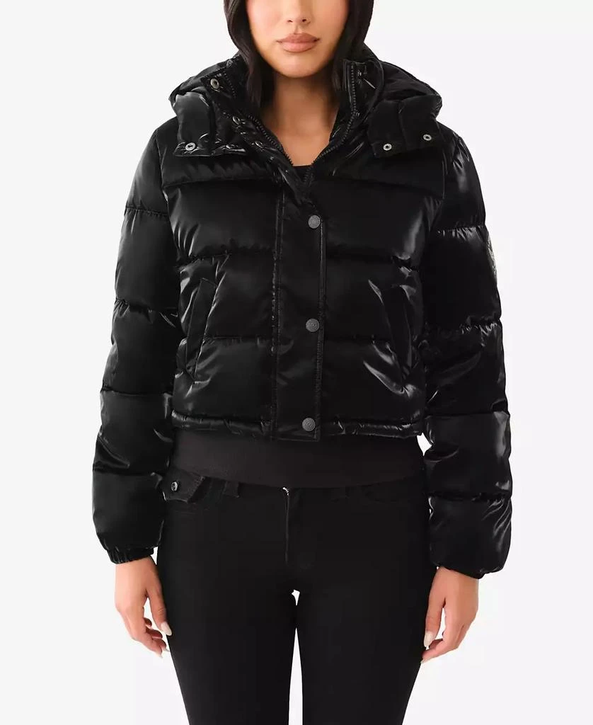 True Religion Women's Hooded Double Collar Puffer Jacket 1