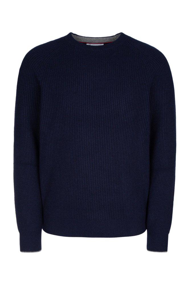 【送料&関税込】Brunello Cucinelli Ribbed Sweater Brunello Cucinelli - Ribbed Cotton Sweater - Blue Brunello