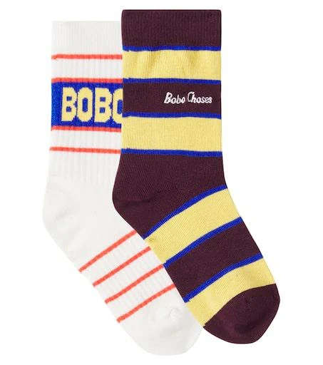 BOBO CHOSES Logo set of 2 cotton-blend socks