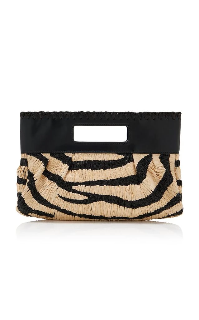 Staud STAUD - Lena Zebra Raffia Clutch - Black/white - OS - Moda Operandi 1
