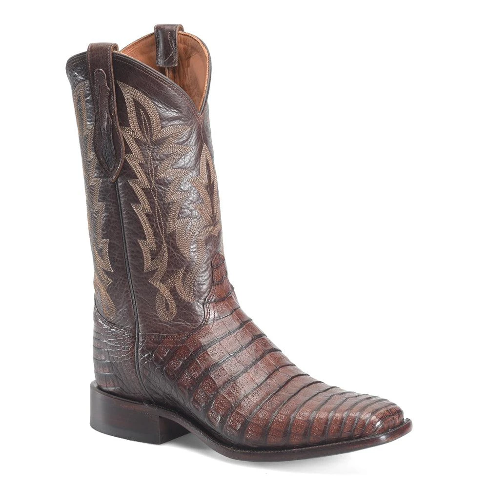 Justin Boots GS 12 Inch French Caiman Square Toe Pull On Cowboy Boots 2