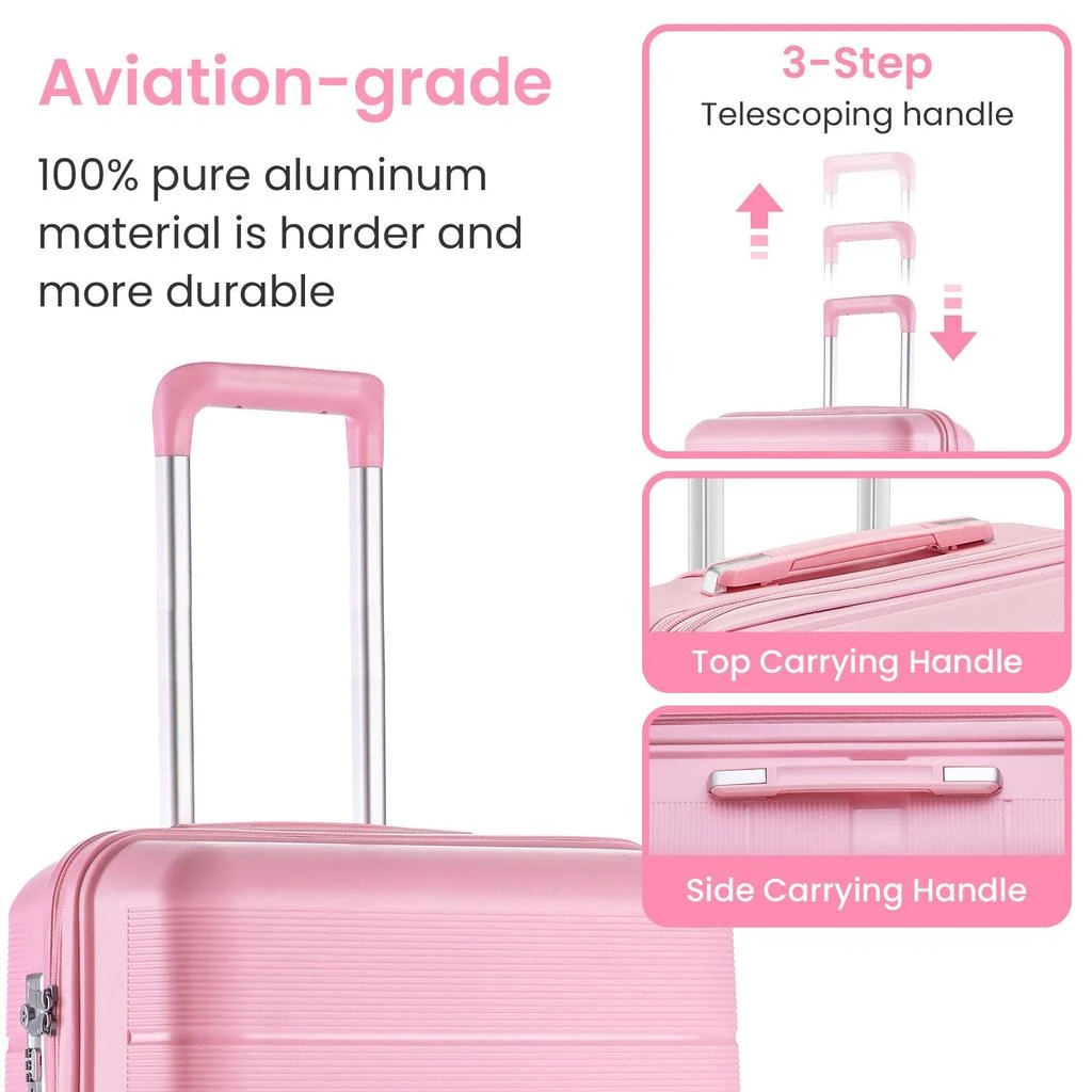 Simplie Fun Simplie Fun Luggage Sets 4 Piece(14/20/24/28) PP Lightweight & Durable Expandable suitcase 4