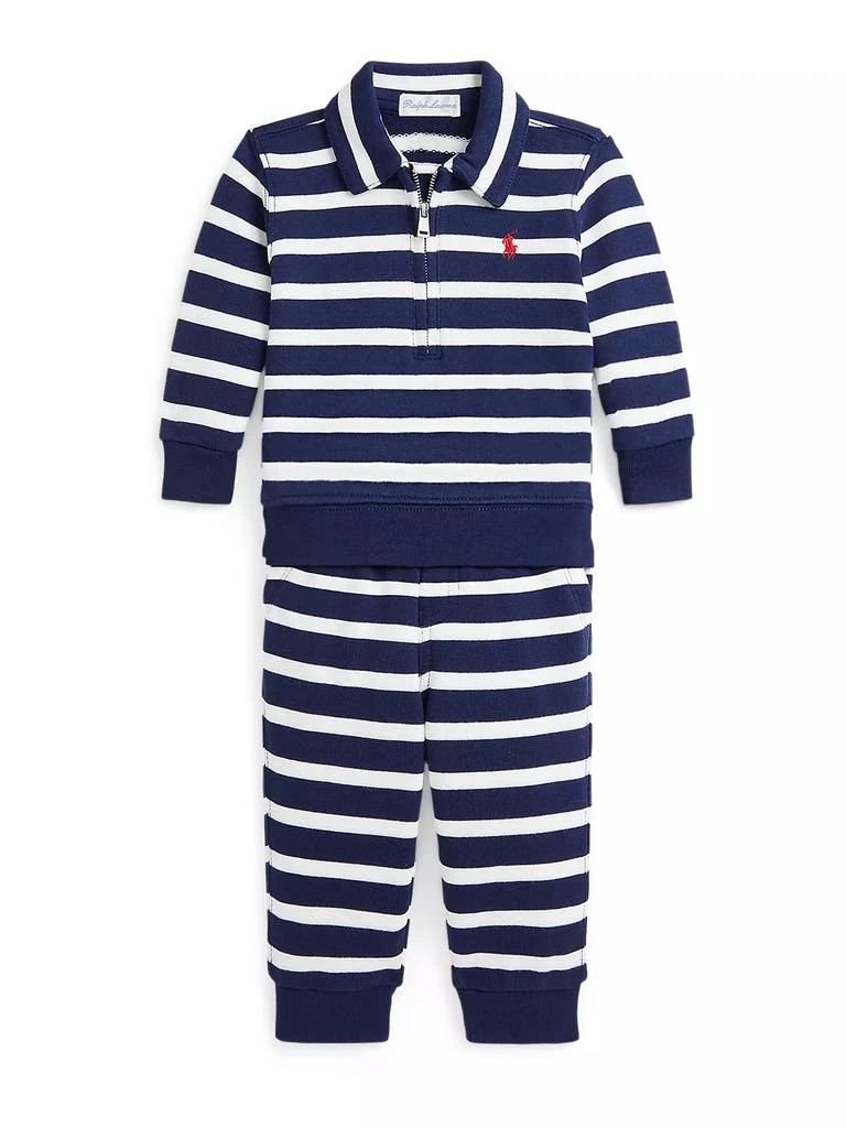 Ralph Lauren Baby Boy's Striped French Terry Half-Zip Pullover &amp; Joggers Set 1