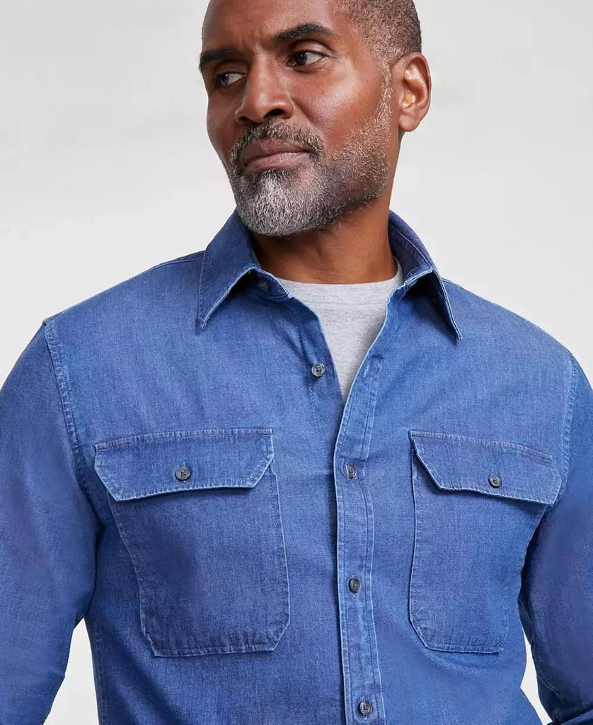 Michael Kors Men's Slim-Fit Double Pocket Chambray Long-Sleeve Button-Down Shirt 3
