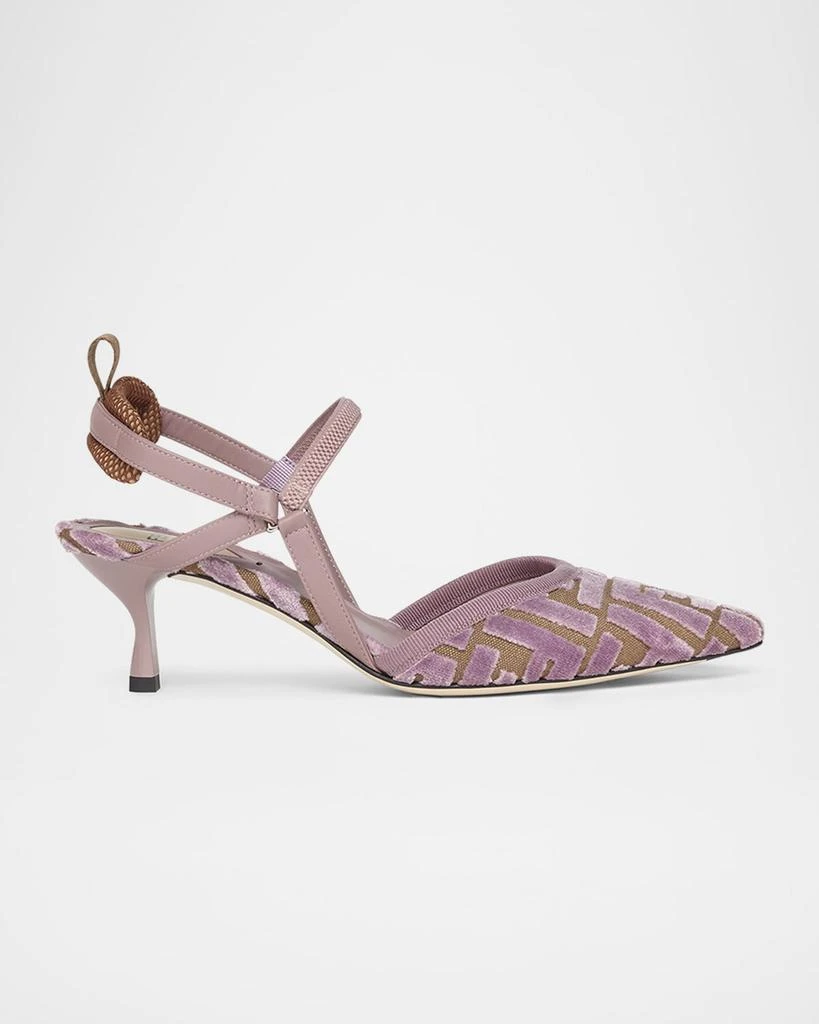 Fendi Colibri FF Tapestry Slingback Kitten-Heel Pumps 1