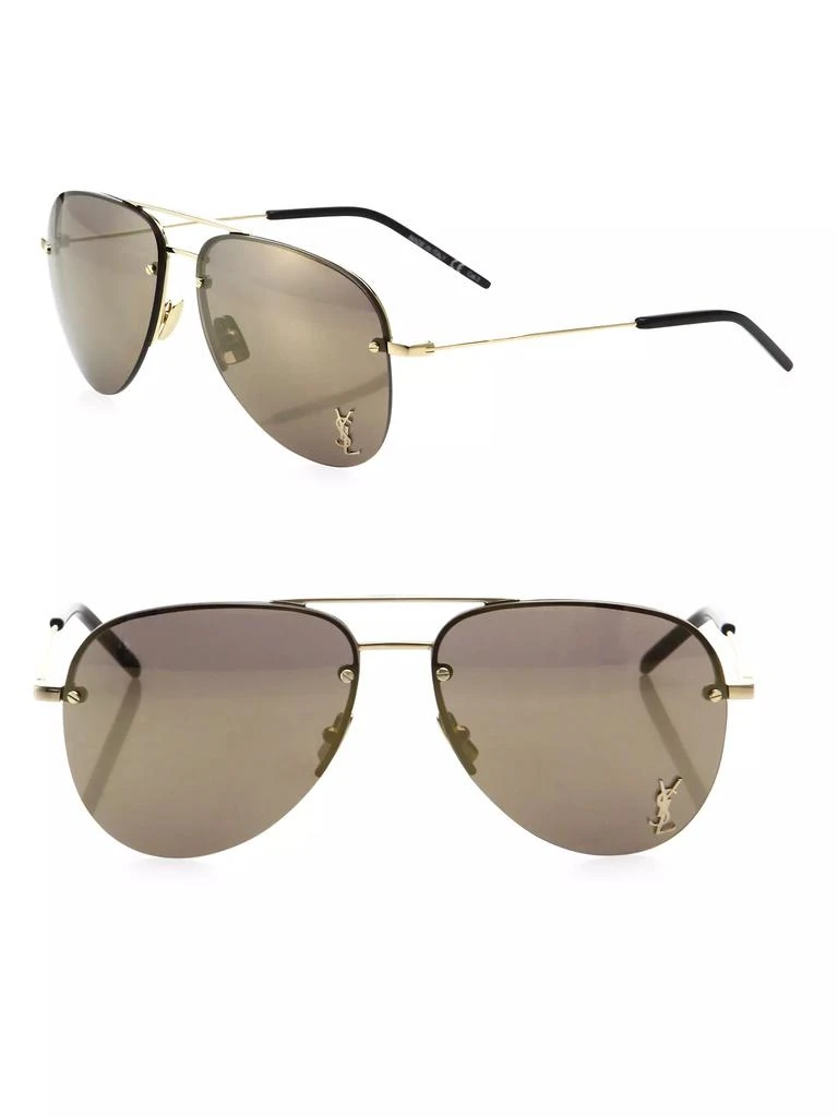Yves Saint Laurent Monogram 59MM Mirrored Aviator Sunglasses 1