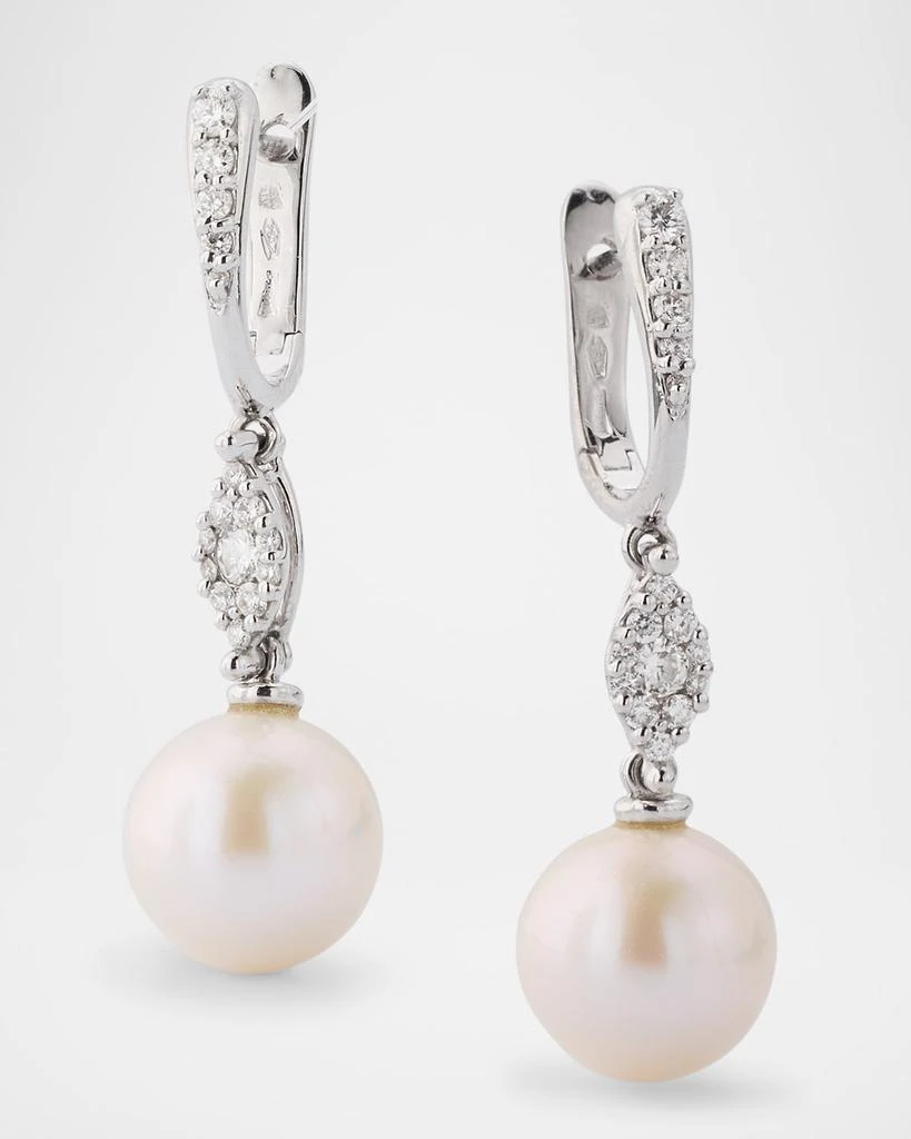 Utopia My Song 18K White Gold Diamond and Freshwater Pearl Earrings 3