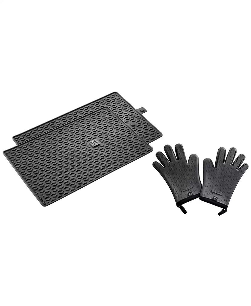 ZWILLING BBQ 3pc Silicone Mat Gloves Set