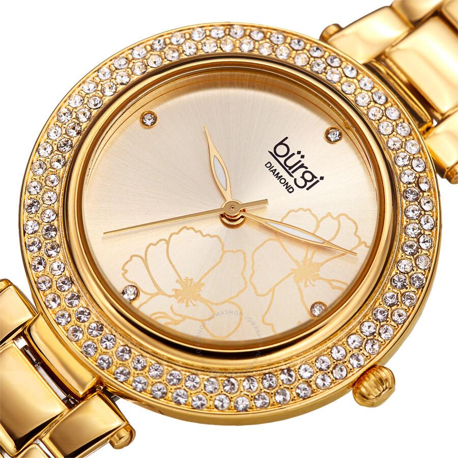 Burgi Flower Marker Diamond Crystal Ladies Watch BUR179YG