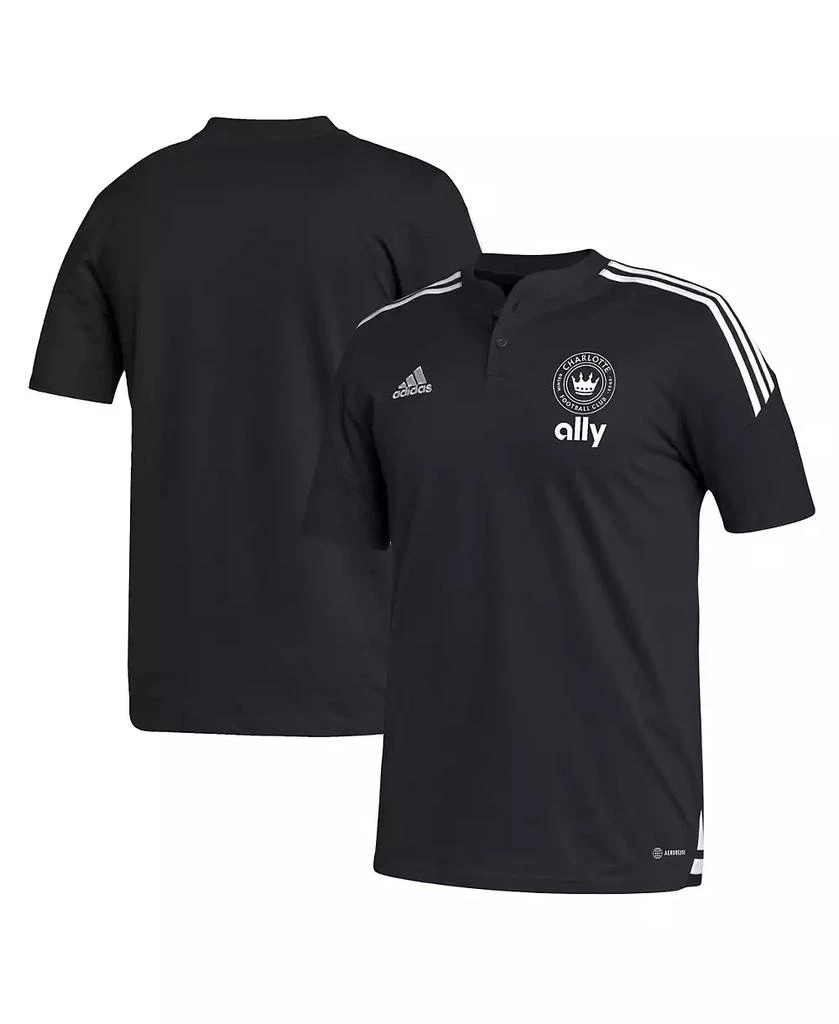 Adidas Men's Black Charlotte FC Henley AEROREADY Polo Shirt 1