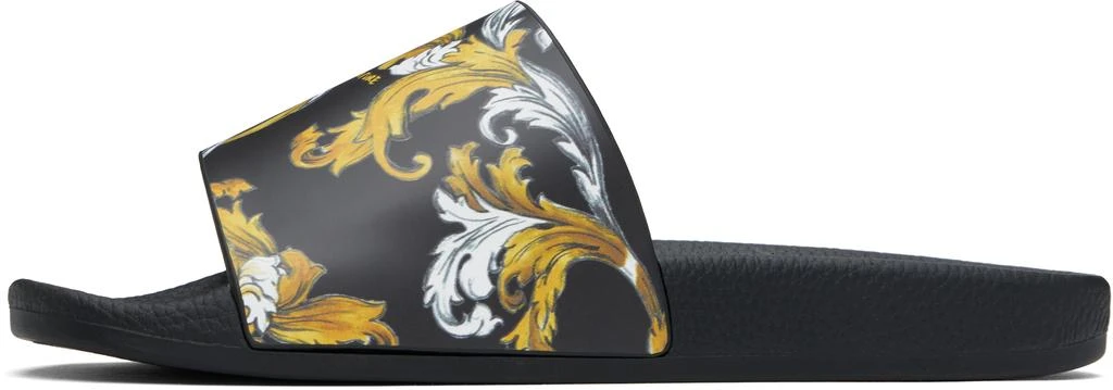 Versace Black & Gold Outline Barocco Pool Slides 3