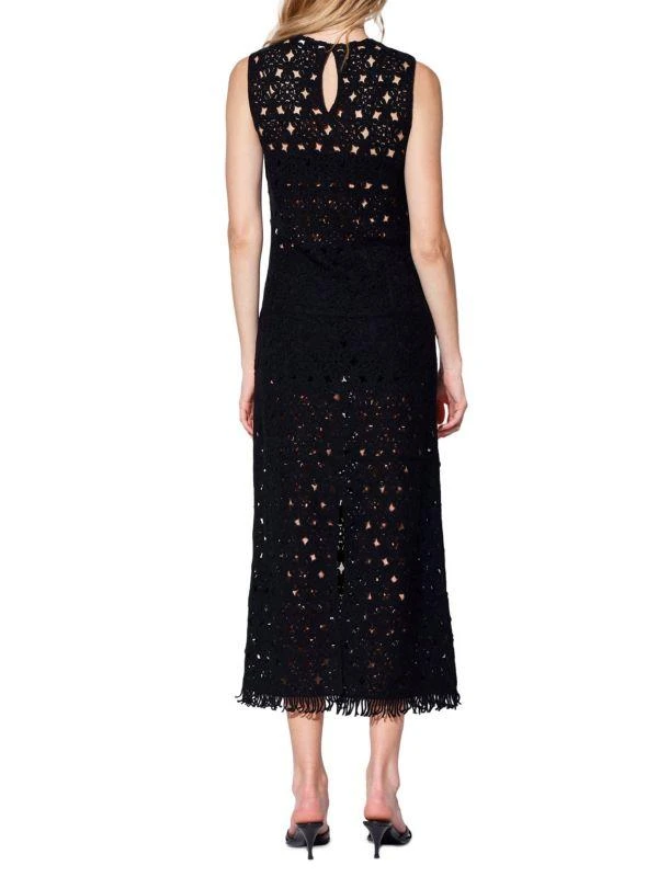 Walter Baker Brianna Crochet Knit Fringe Midi Dress 2