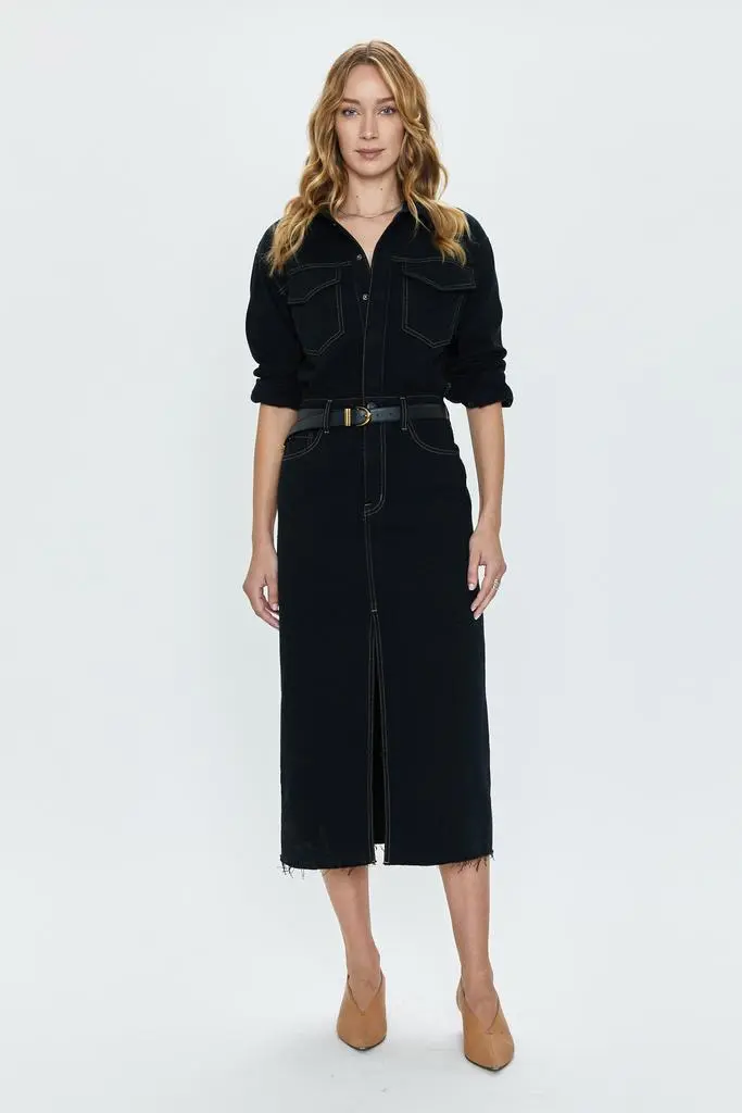 pistola amira denim midi dress PISTOLA Amira Midi Dress in Blue
