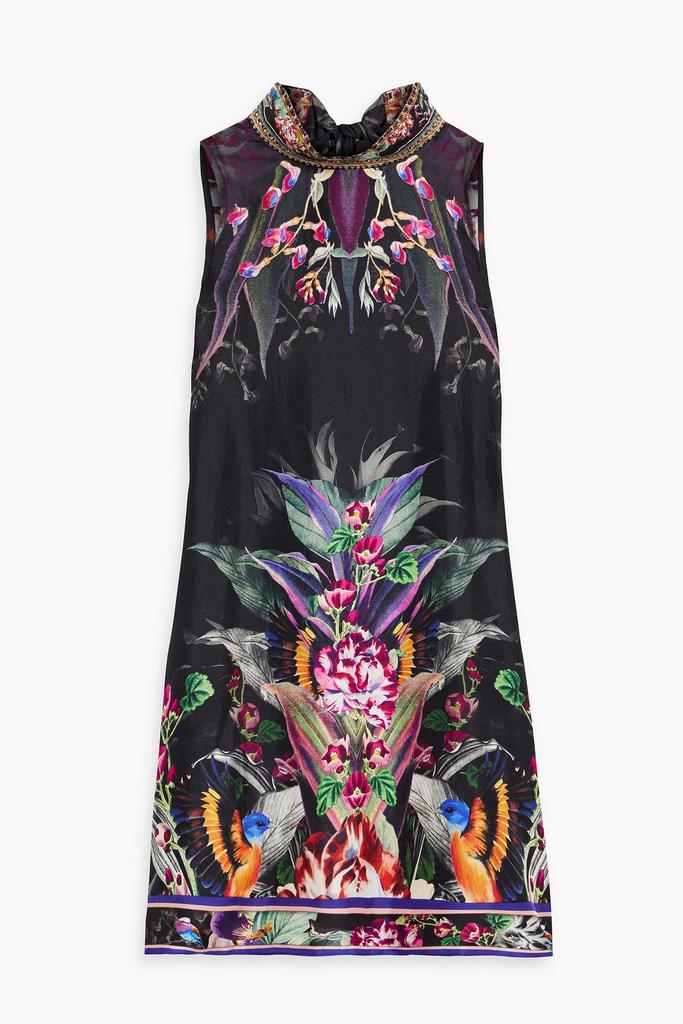 Camilla Crystal-embellished floral-print silk-satin mini dress