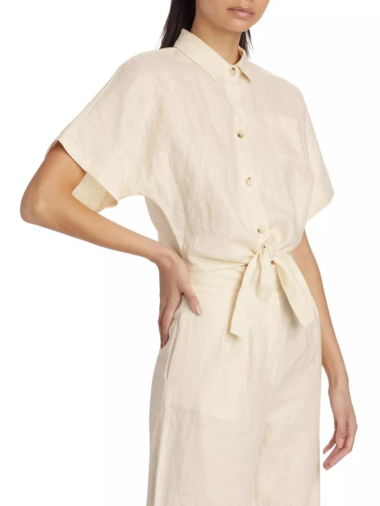 Hevron Alex Linen Tie Crop Shirt 4