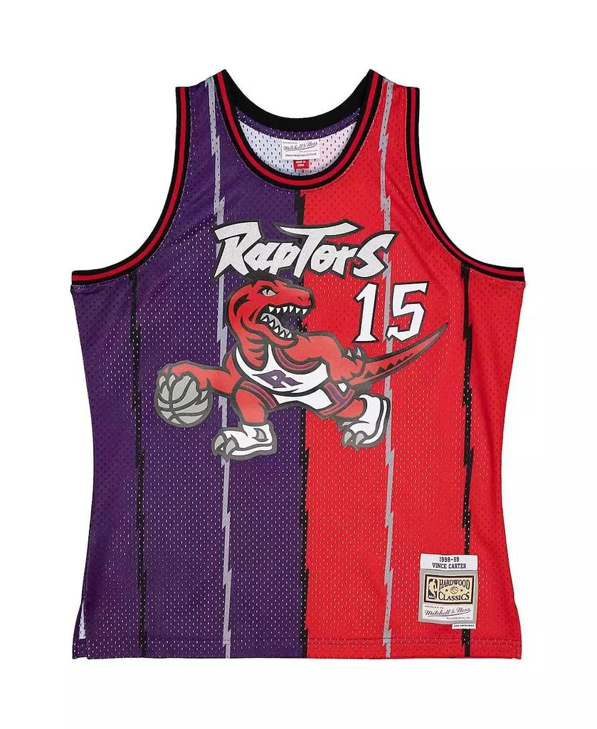 Mitchell 
Ness Men
s Vince Carter Purple, Red Toronto Raptors Big and Tall Hardwood Classics 1998-99 Split Swingman Jersey 2