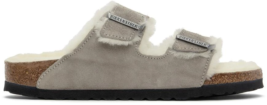 Birkenstock Gray Narrow Arizona Shearling Sandals 1