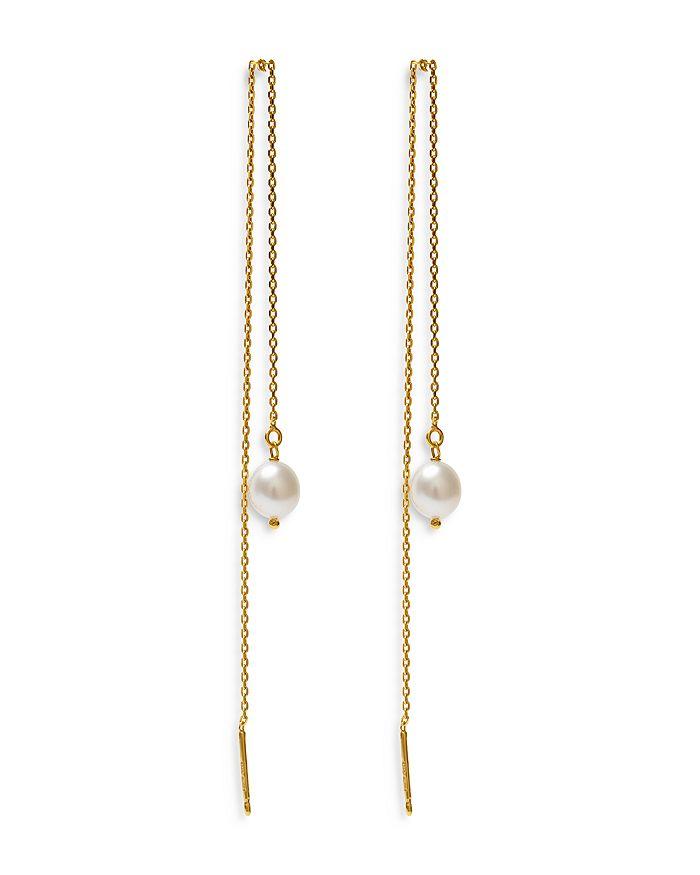 Argento Vivo Cultured Freshwater Pearl & 18K Gold Plated Sterling Silver Threader Earrings, 5"L