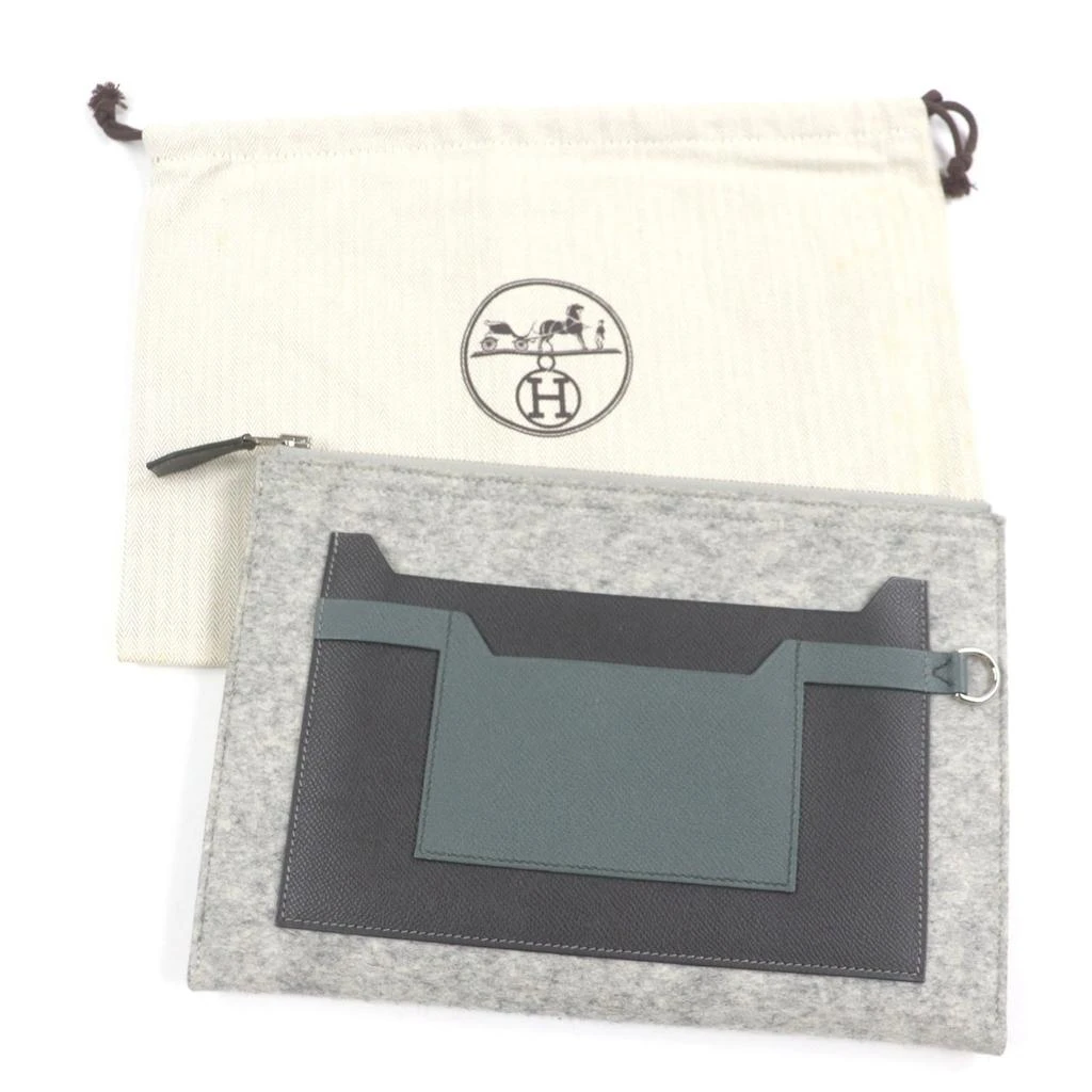 Hermes Felt Leather Clutch Bag Pouch (Pre-Owned) 2