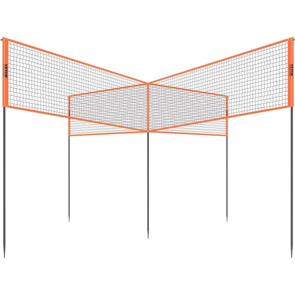 VVOR 4-Way Volleyball Net, Adjustable Height Badminton Net Set for Backyard Beach Lawn, Outdoor Portable Volleyball Net with Carrying Bag, 4 Square Quick Assemble Game Set For Kids And Adults 1