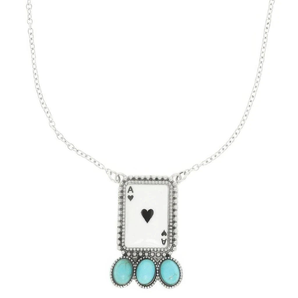 TRUEDAMES Western Ace Card Turquoise Theme Necklace
