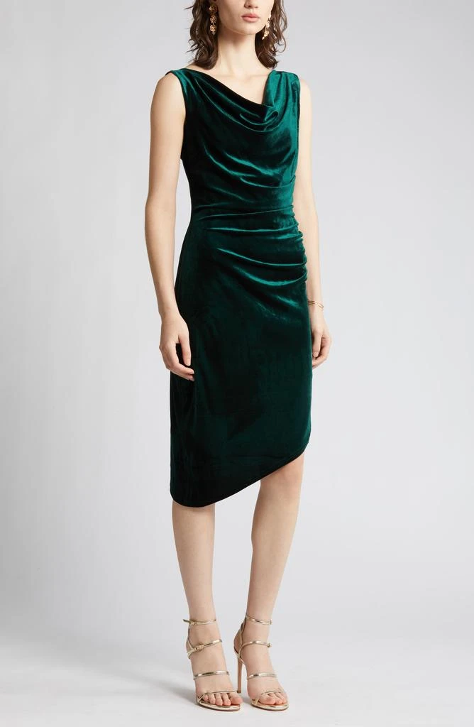 Sam Edelman Drape Neck Stretch Velvet Cocktail Dress 8