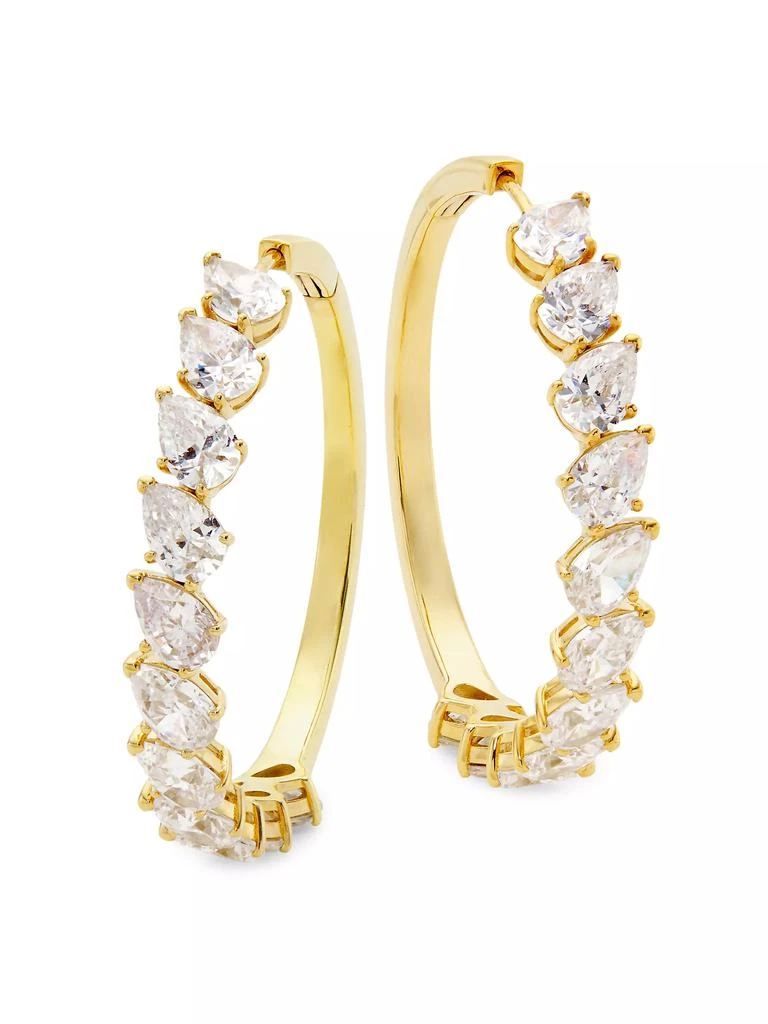 Adriana Orsini Mesmerize 18K Gold-Plate & Cubic Zirconia Pear-Cut Hoop Earrings 1