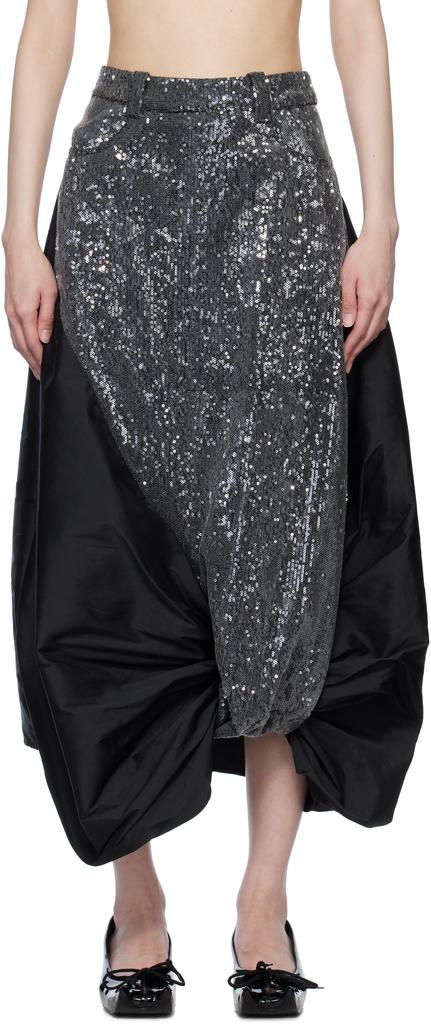 PAULA CANOVAS DEL VAS Black Boletus Midi Skirt