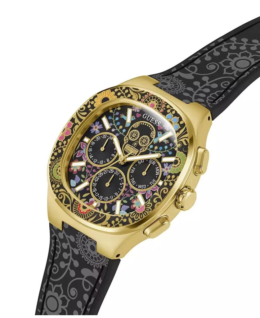 GUESS Men's Multi-Function Black Silicone Watch 44mm 3