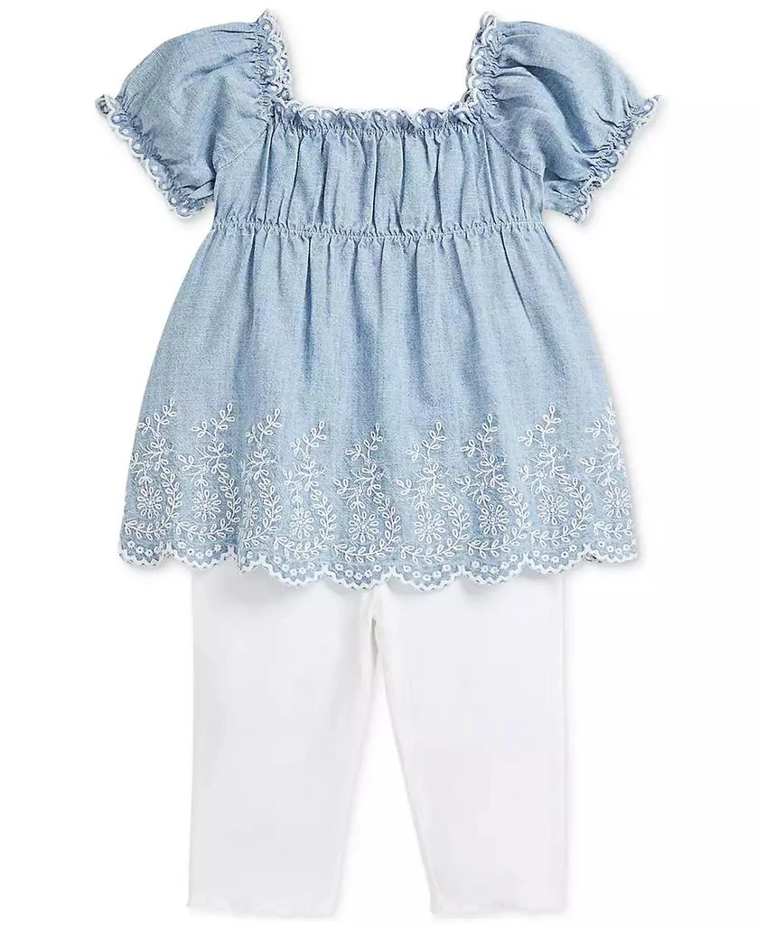 Ralph Lauren Baby Girls Chambray Top & Jersey Legging Set 1