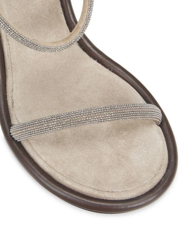 Brunello Cucinelli 80MM Beaded Trim Leather Sandals 6