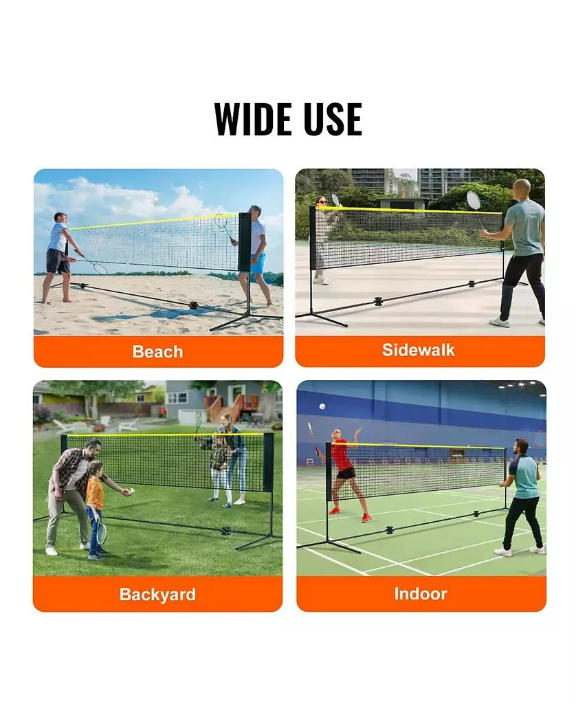 Mecale Adjustable Badminton and Volleyball Net, ft Foldable Pickleball Net with Poles, Stand and Carry Bag for Backyard Indoor Outdoor 7