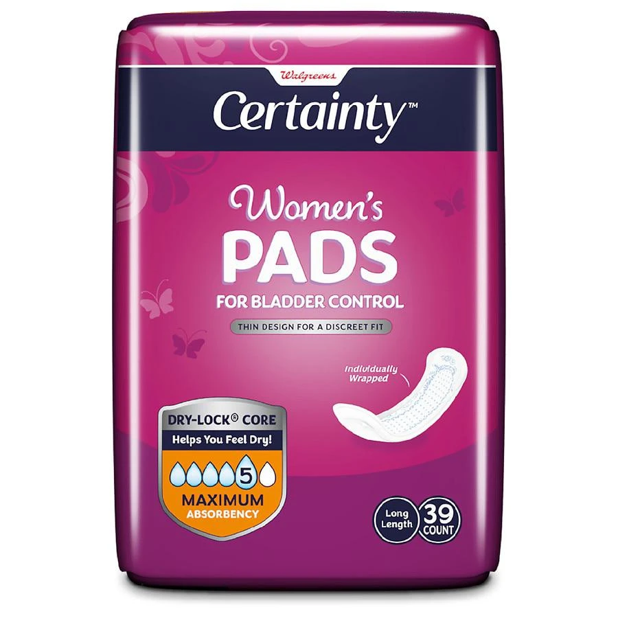 Walgreens Incontinence Pads, 5 Drop Maximum Absorbency Long Length