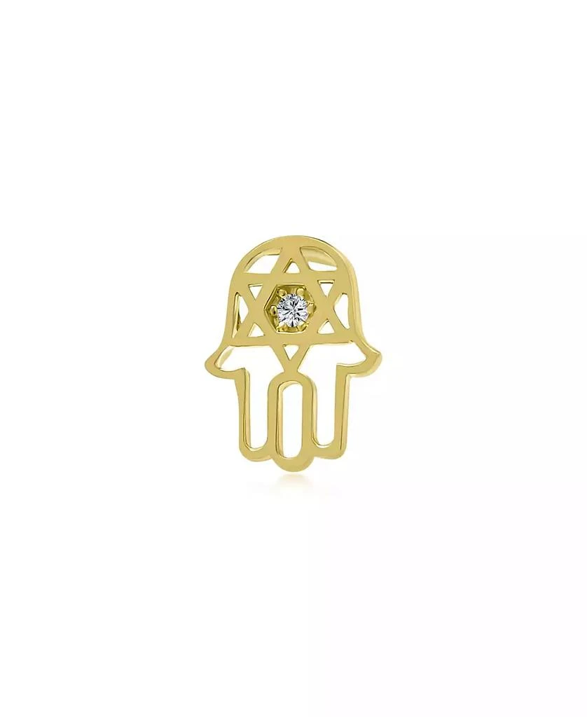 Bling Jewelry Tiny Petite Judaic Jewelry CZ Accent14K Yellow Gold Hamsa Star Of David Judaic Cartilage Ear Lobe Piercing Stud Earring Bat Mitzvah Secure Screw Back 3