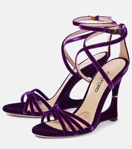 Tom Ford Paradis velvet wedge sandals 4