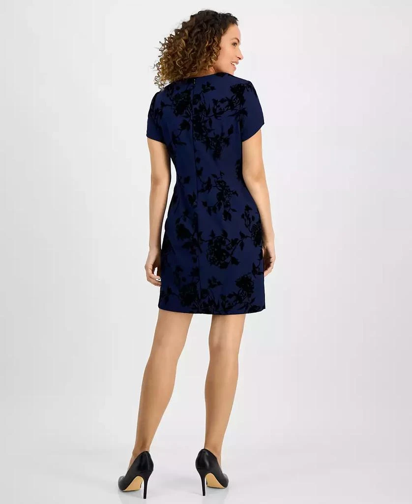 Connected Petite Square-Neck Flocked Sheath Dress 5