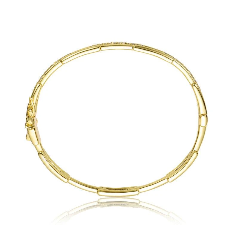 Rachel Glauber 14K Gold Plated with Clear Cubic Zirconia Rectangular Link Bracelet 2