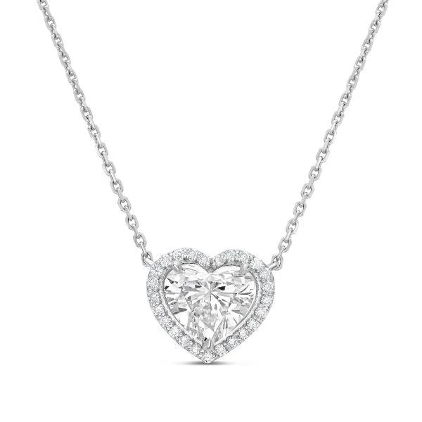 Diana M Jewels 14KT WHITE GOLD LAB GROWN HEART PENDANT WEIGHING 6.00 CTS TW
