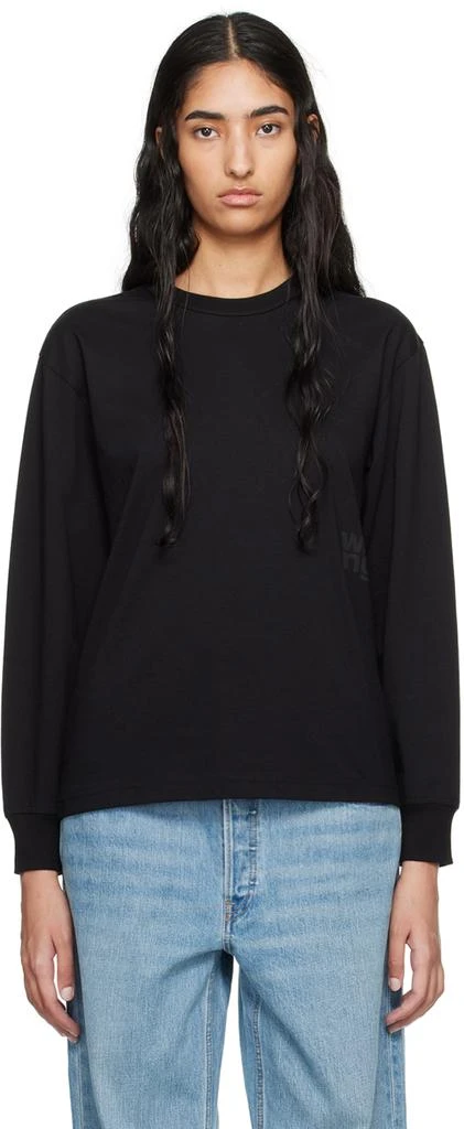 Alexander Wang Black Embossed Stacked Logo Long Sleeve T-Shirt 1