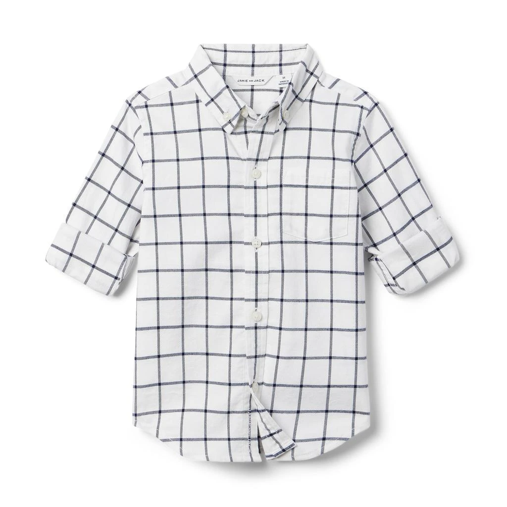 Janie and Jack Brushed Twill Plaid Button-Up (Toddler/Little Kids/Big Kids) 3