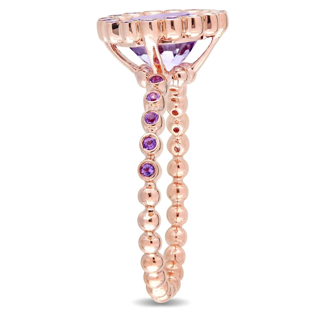 Mimi 
Max 4 1/10ct TGW Rose de France African Amethyst Halo Scalloped Ring 14k Pink Gold 4