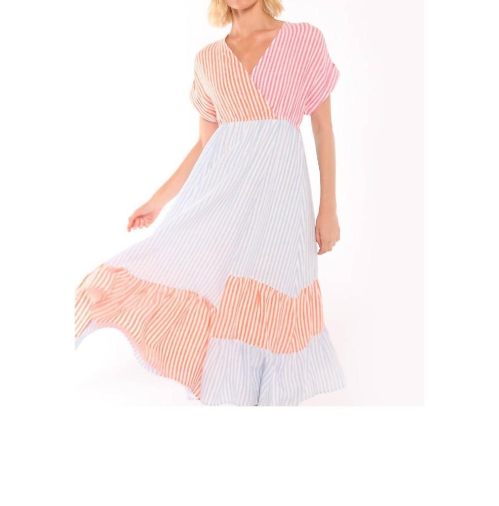 Vilagallo Vestido Libby Blue Linen Stripe